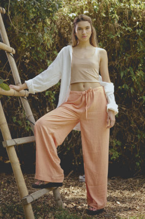 pantalon de lino melon